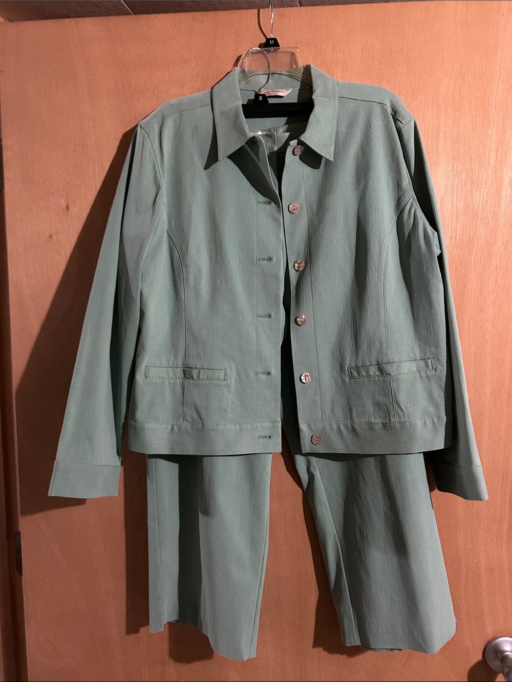 Tommy Bahama Light Sage Green Two-Piece Jacket and Wide Leg Pants Set
